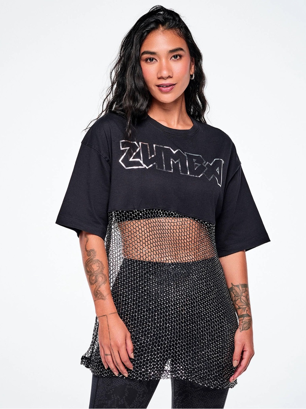 Zumba Rock 'n' Roll Oversized Long Mesh Top